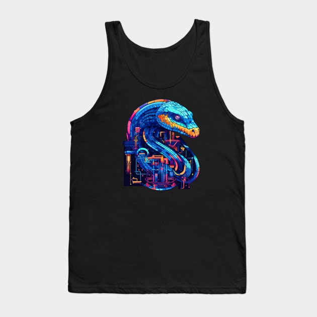 Cyber Snake, Techno Viper of a Digital Realm Tank Top by Nebula Nexus